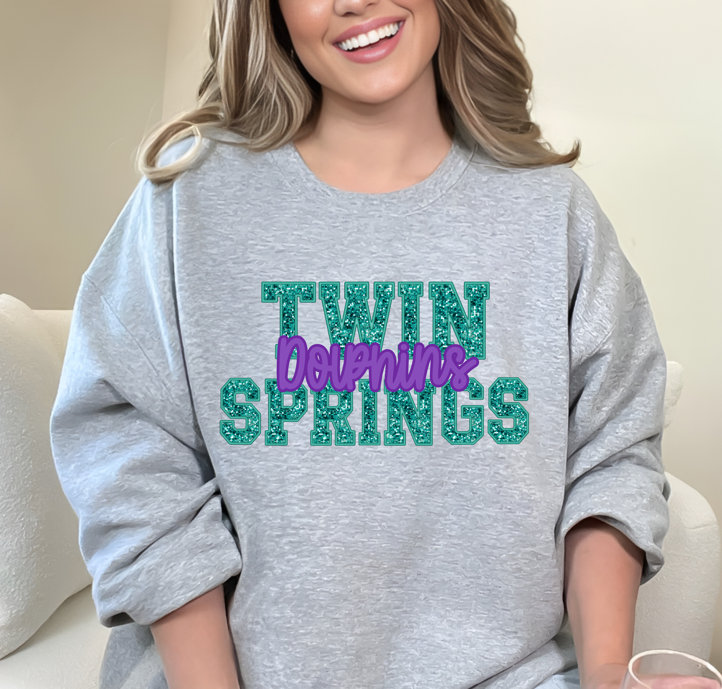 Twin Springs Dolphins Sequin Tee YOUTH