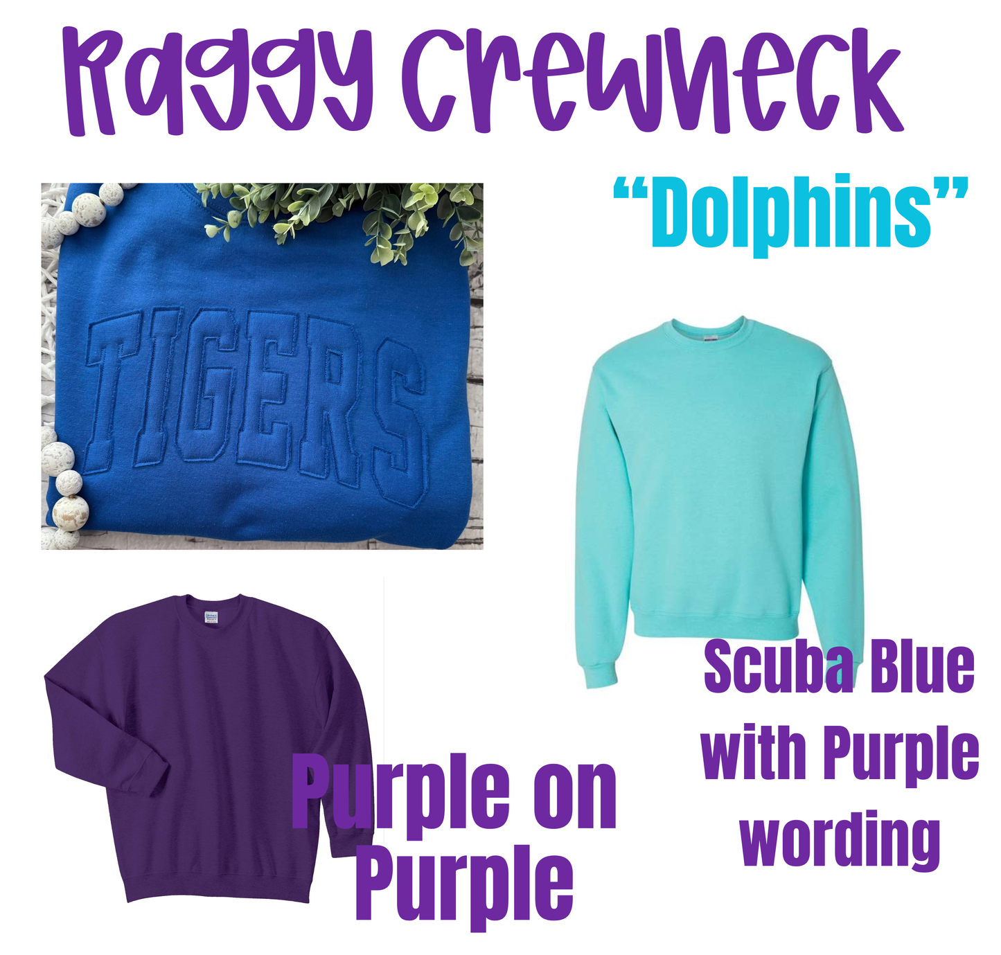 Dolphins Raggy Embroidered Crewneck