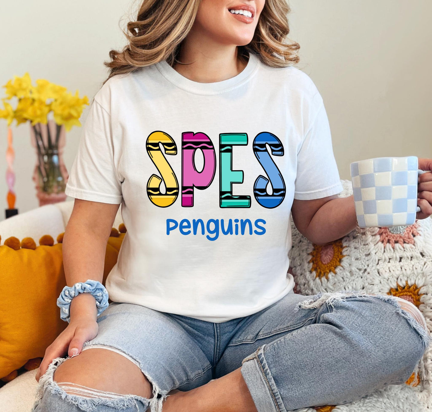 Personalized Crayon Font Tee