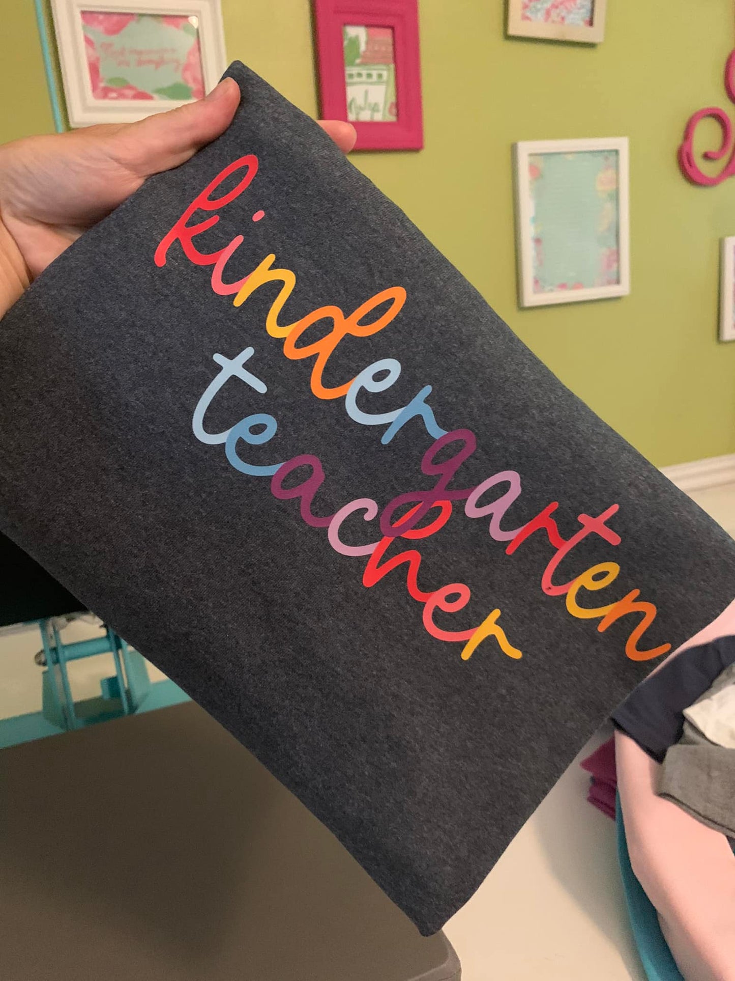 Rainbow script title tee