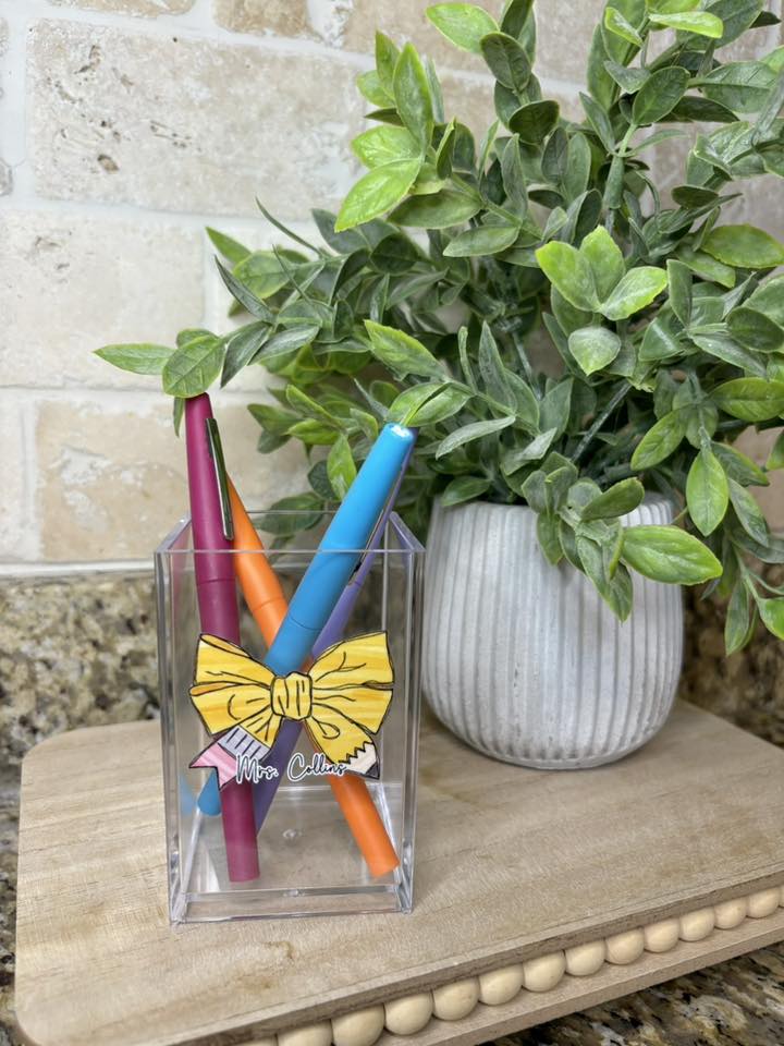 Pencil Bow Acrylic Pen Holder