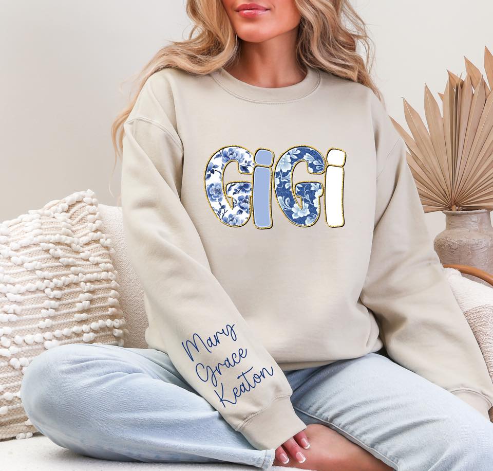 Personalized Blue Floral Tee