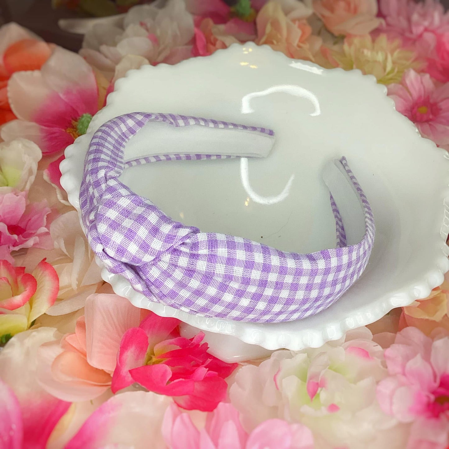 Purple Gingham Headband