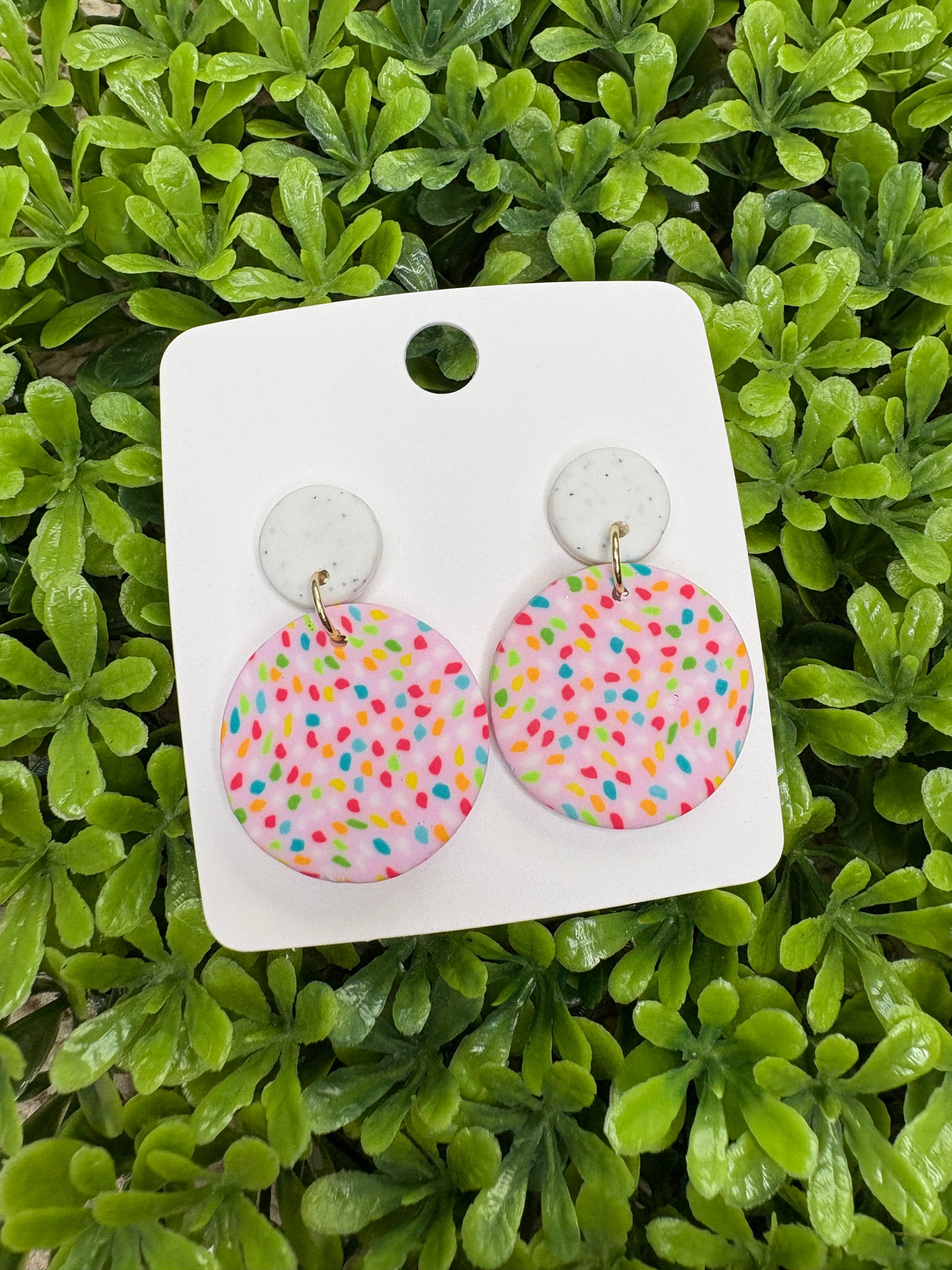 Pink Speckle Circle Dangles
