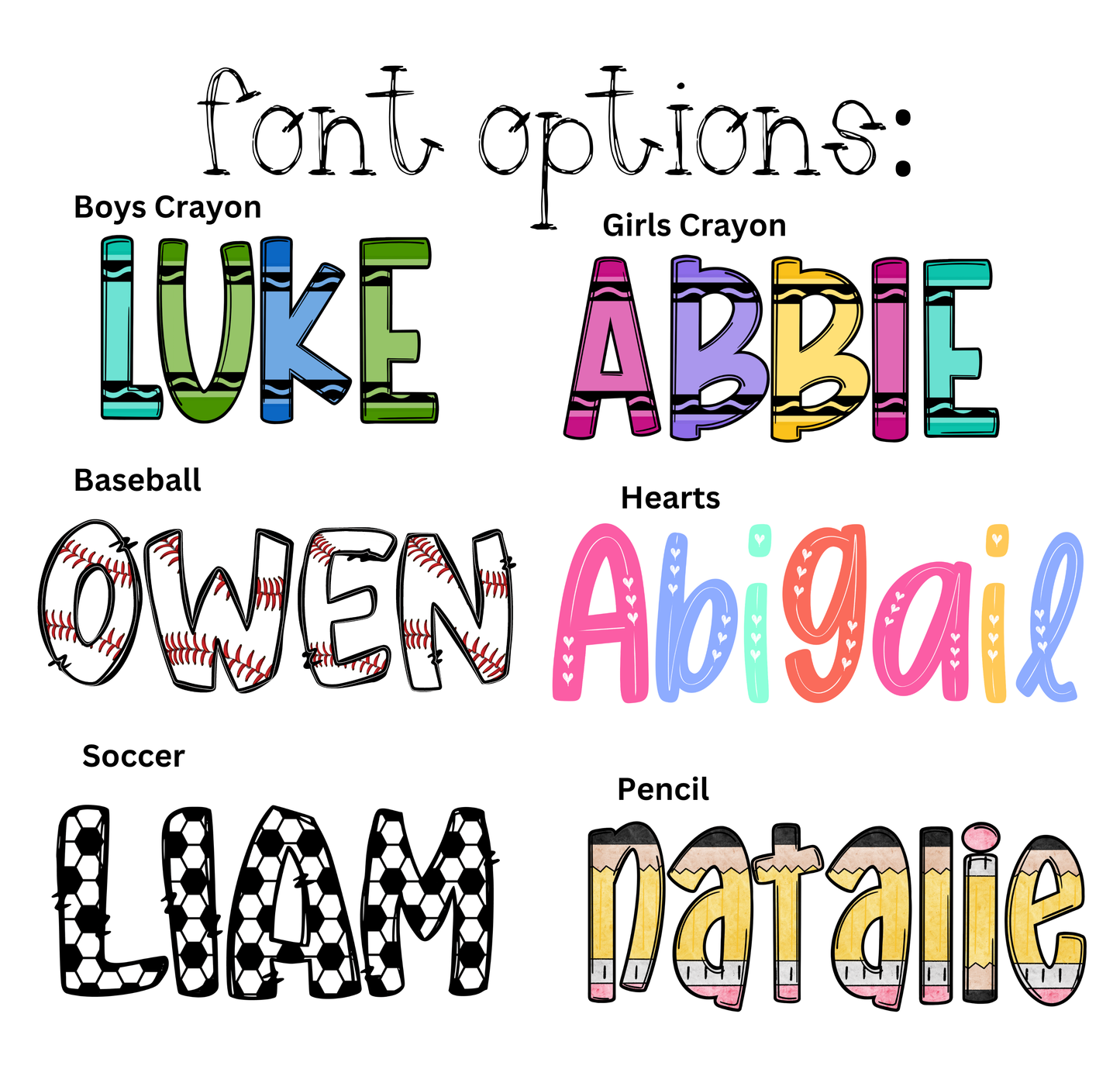 Decal Name Sheet