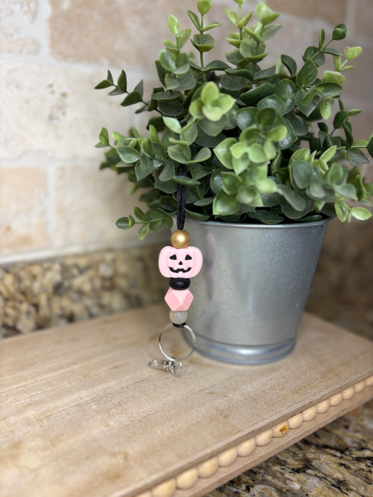 Pink and Gold Pumpkin Lanyard