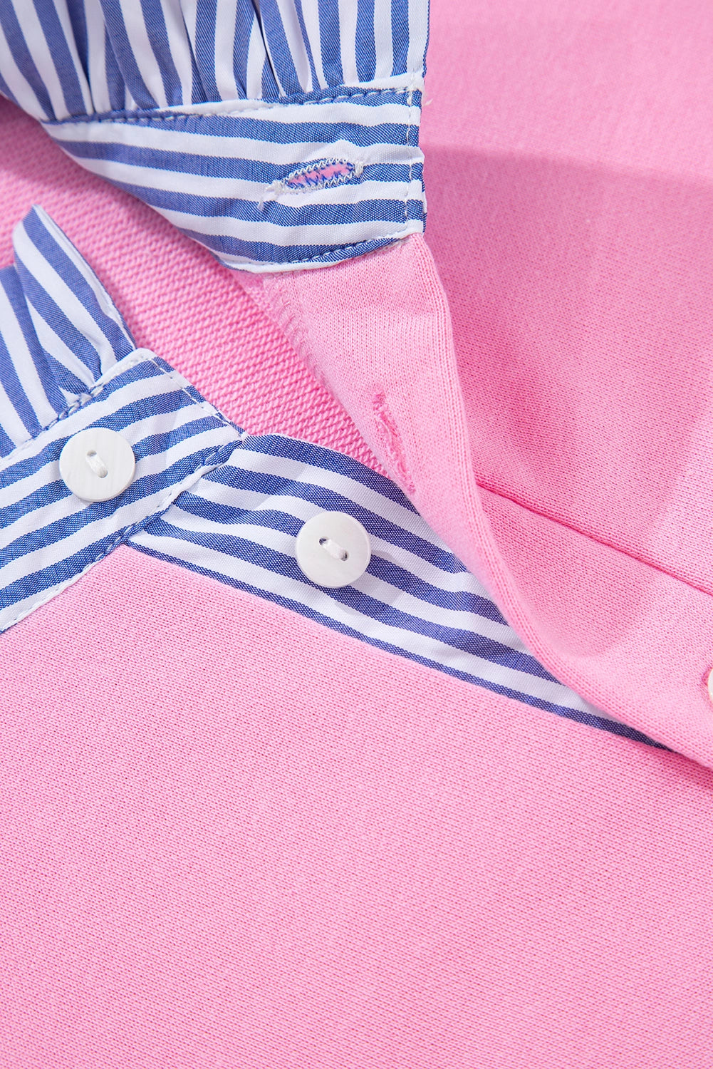 Pink Striped Collar Pullover