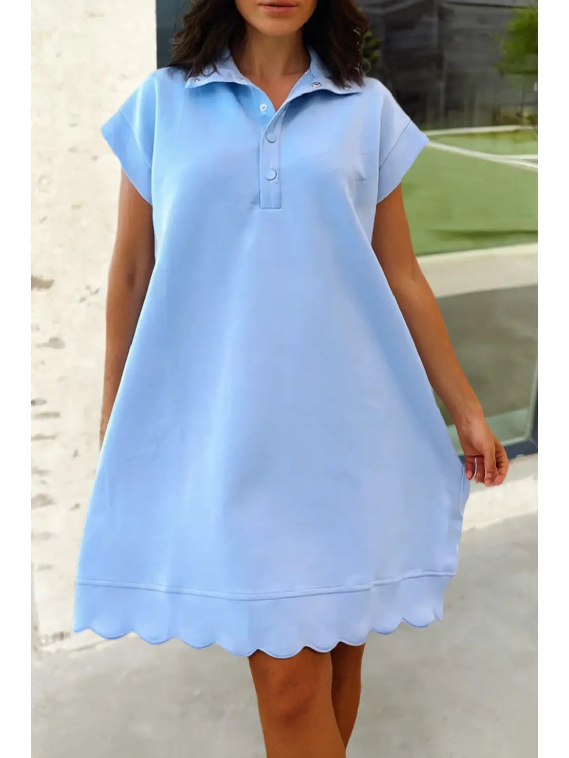 Scalloped Blue Dress