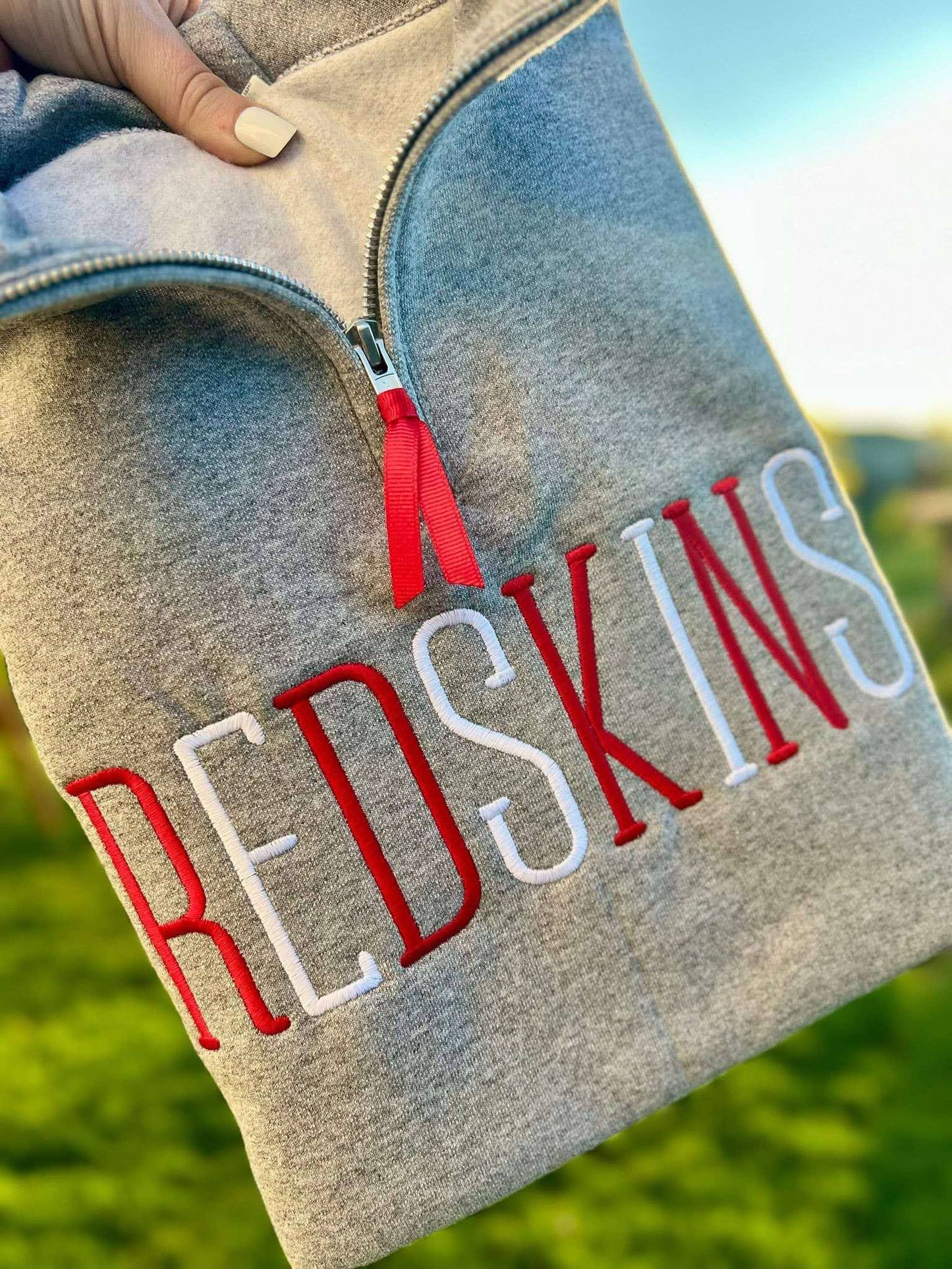Mascot/Team Embroidered Quarter zip Crewneck