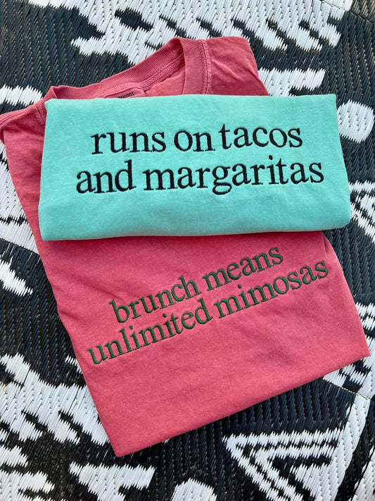 Custom phrase Embroidery Comfort Color Tee