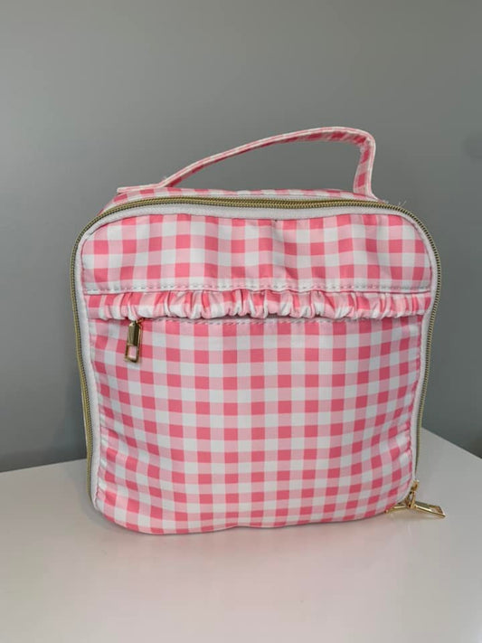 Girls Pink Gingham Lunchbox