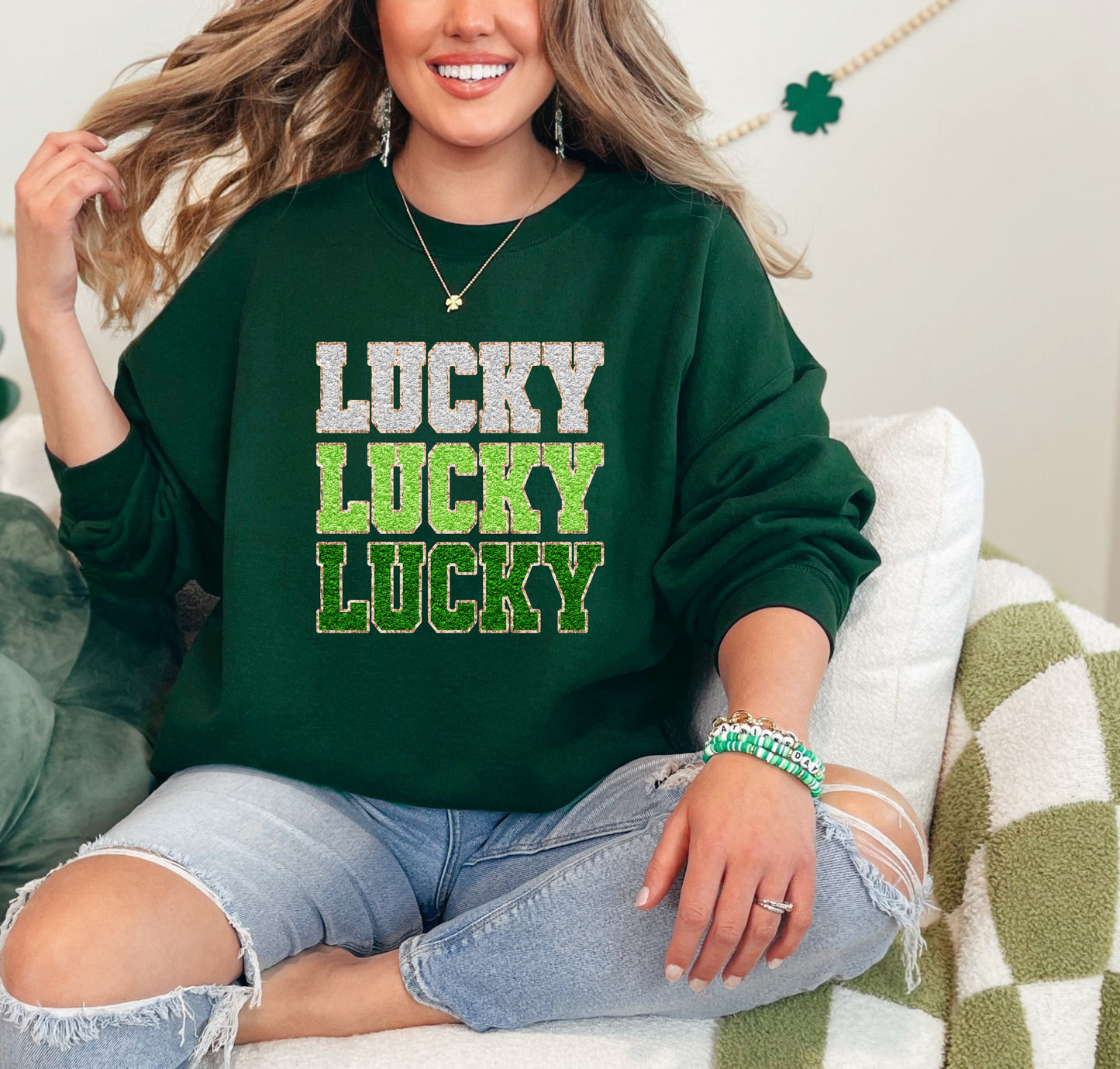 Lucky Faux Chenille Patch Tee