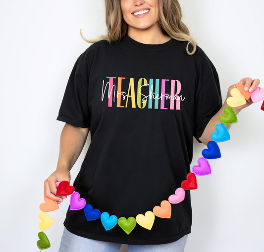 Bright Teacher with Name Tee