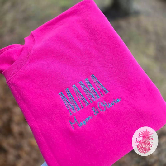 Mama with Names on Pocket Shirt