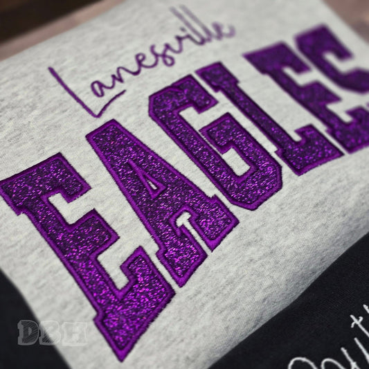 Design your own-Glitter mascot with top script