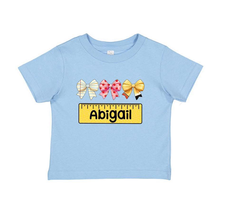 Youth Personalized Ruler and Bows Tee