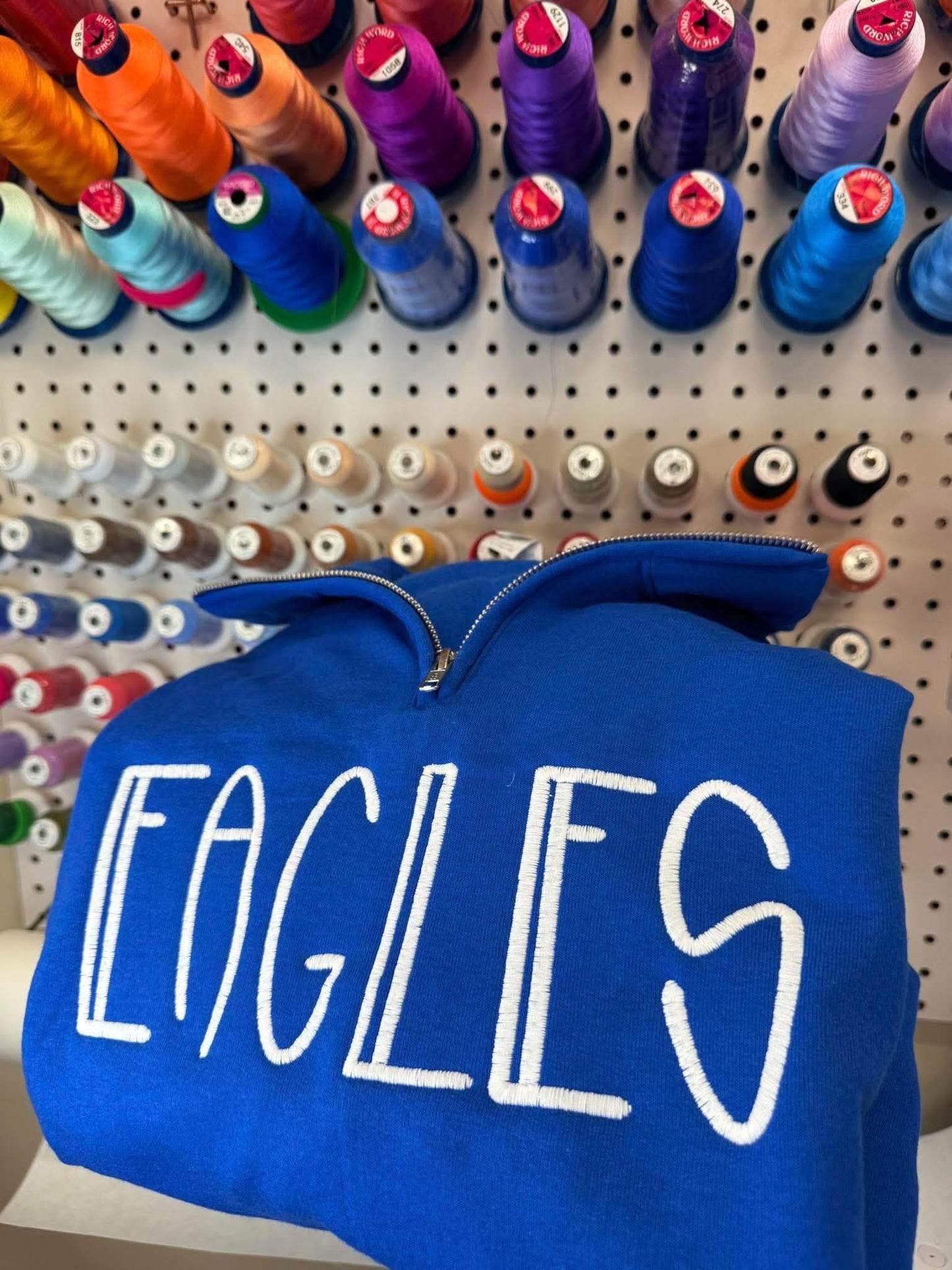 Bubble Letter Embroidered Quarter zip