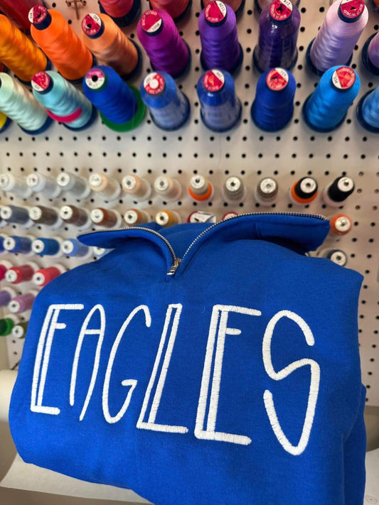 Bubble Letter Embroidered Quarter zip
