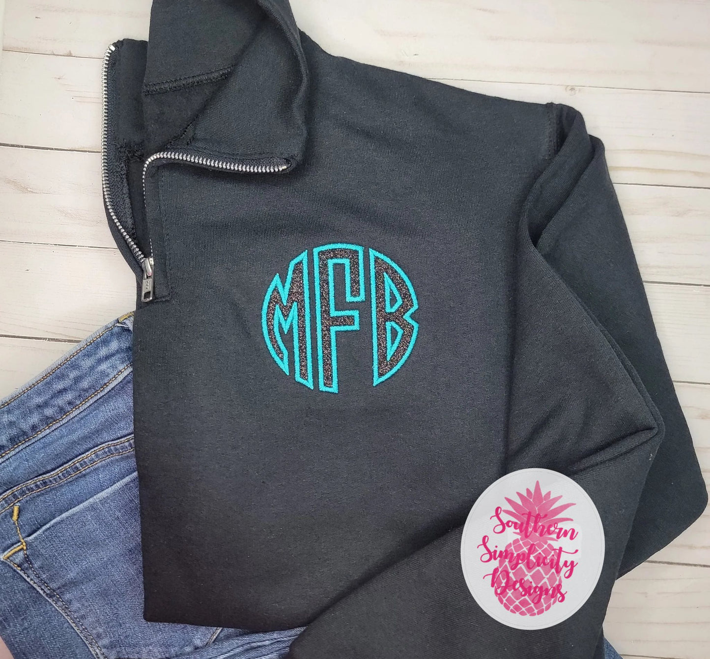Glitter Monogram Quarterzip
