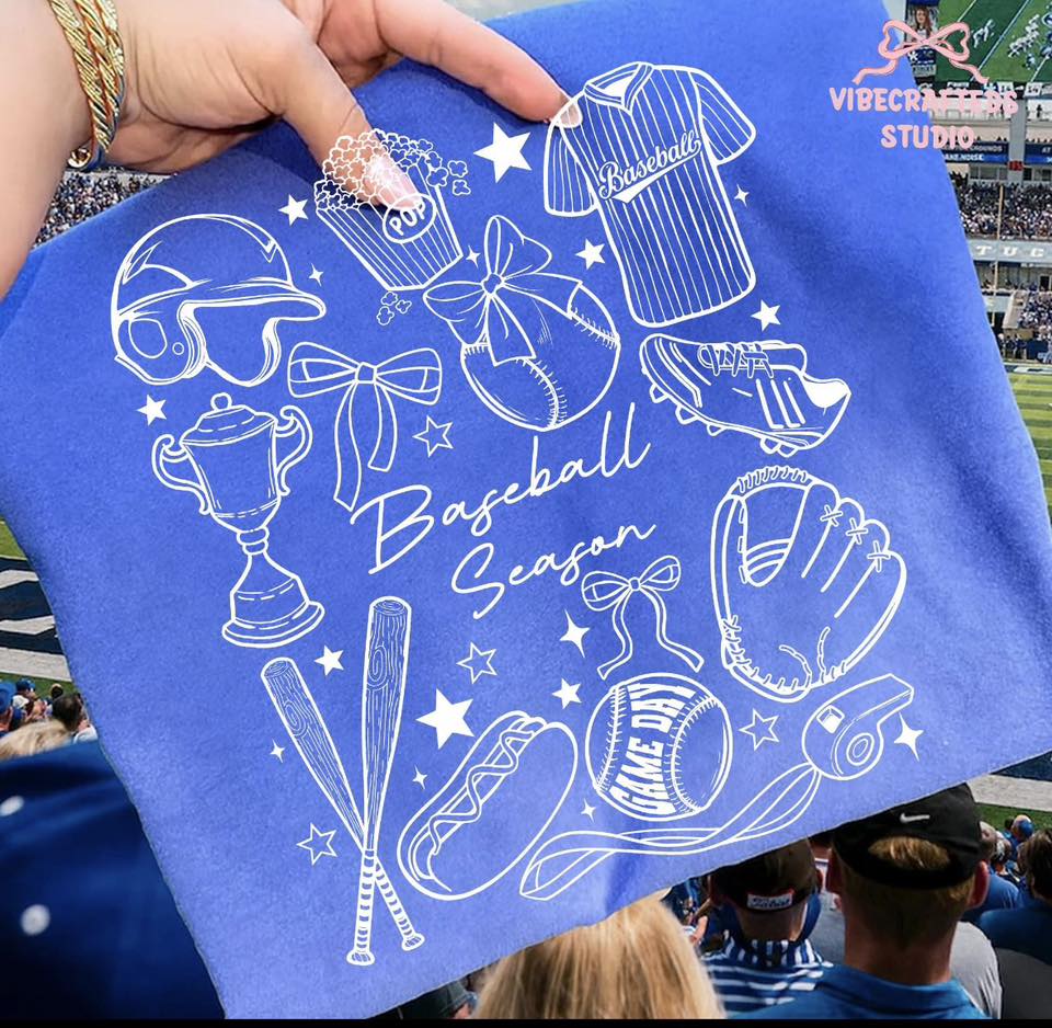 Baseball Season Doodle Tee