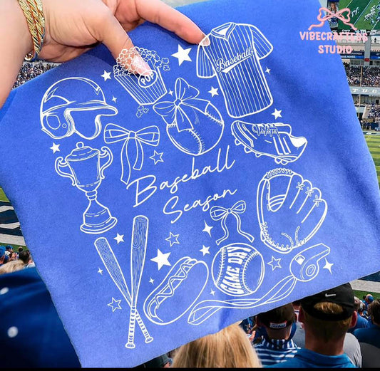 Baseball Season Doodle Tee