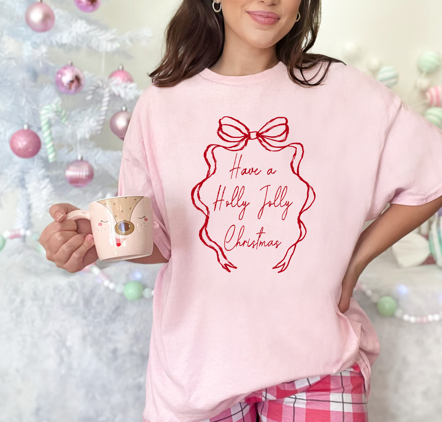 Holly Jolly with Bow Tee