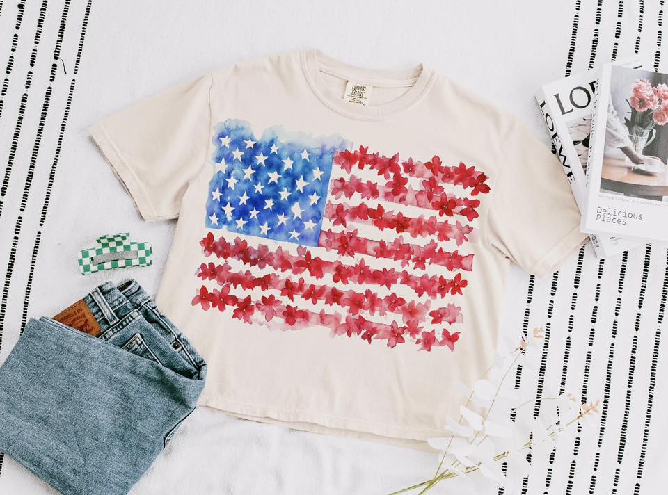Watercolor Floral Flag