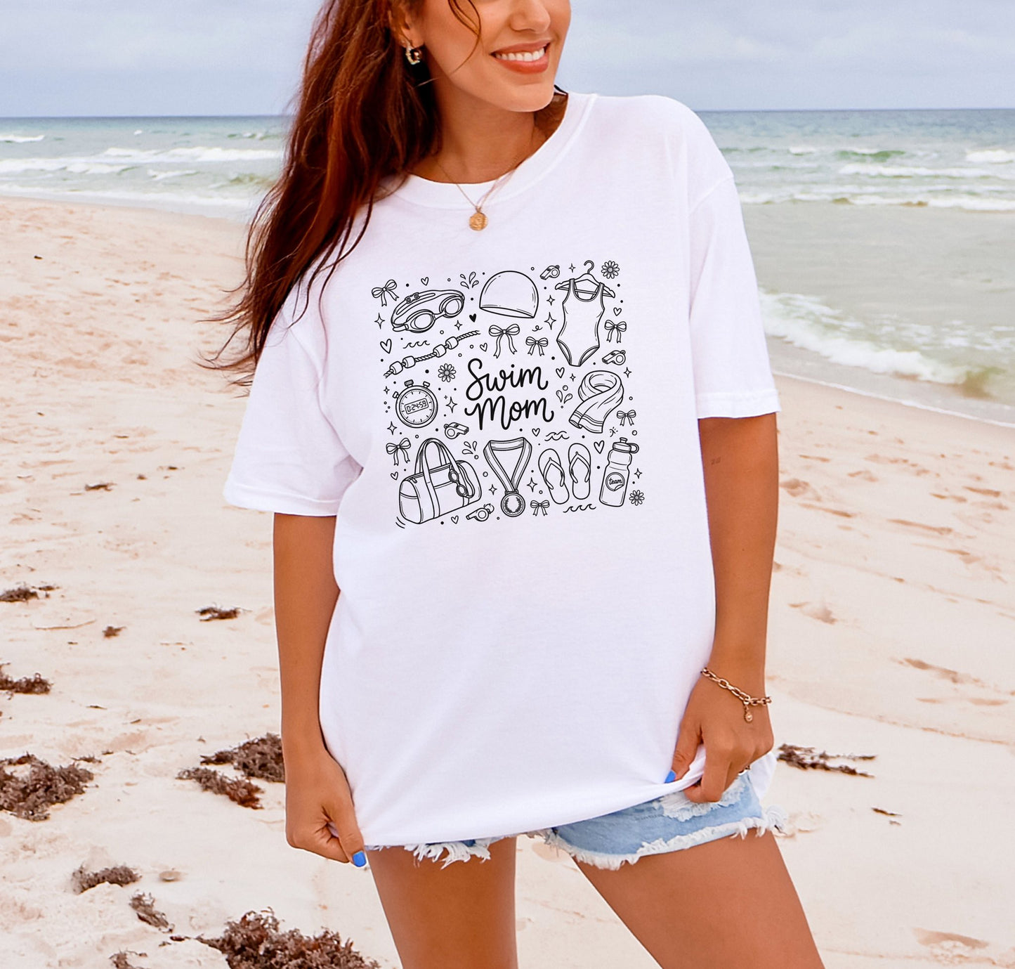 Swim Mom Doodle Tee