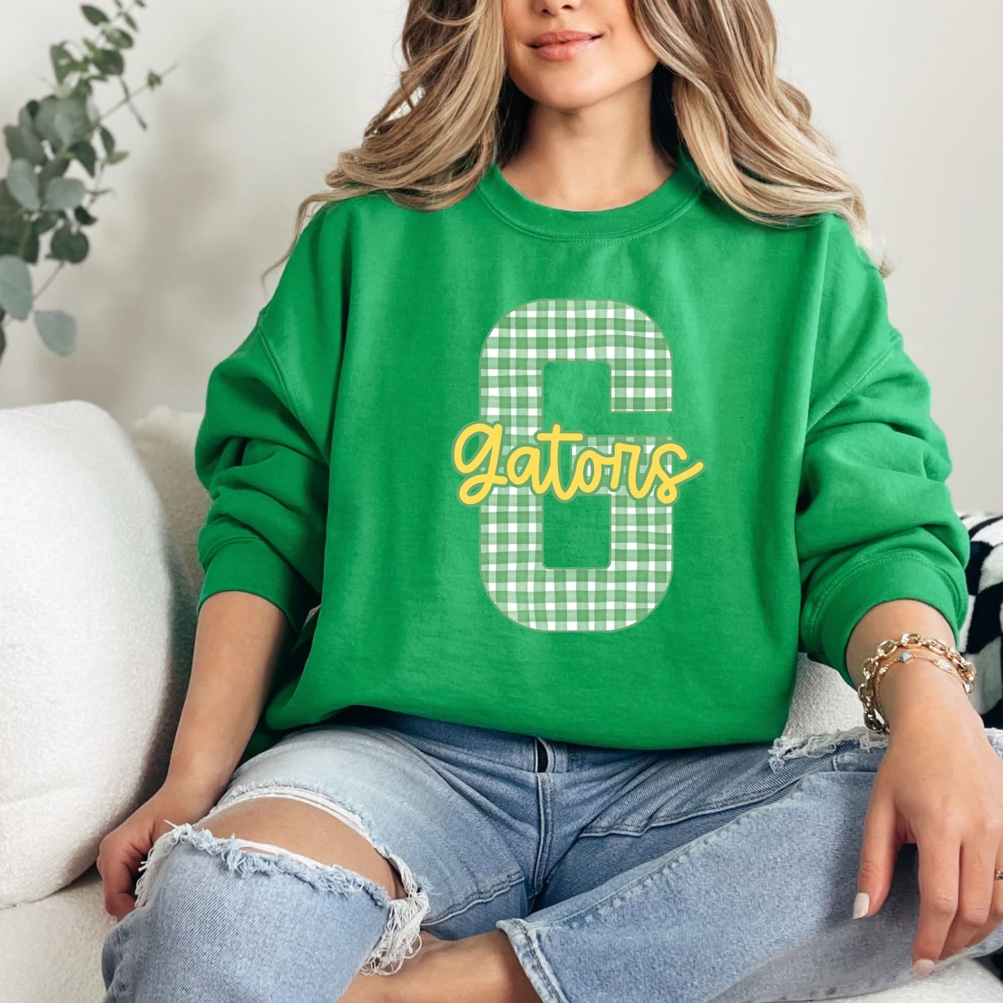 Gingham Varsity Mascot Letter Tee