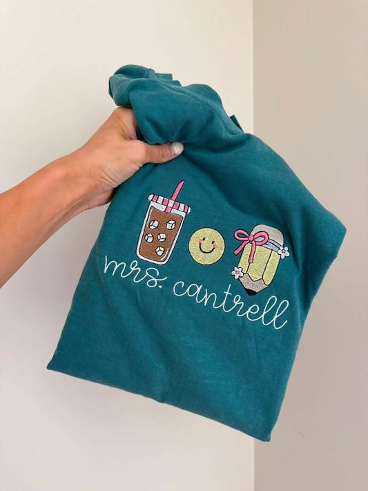 Embroidered Happy Teacher Shirt