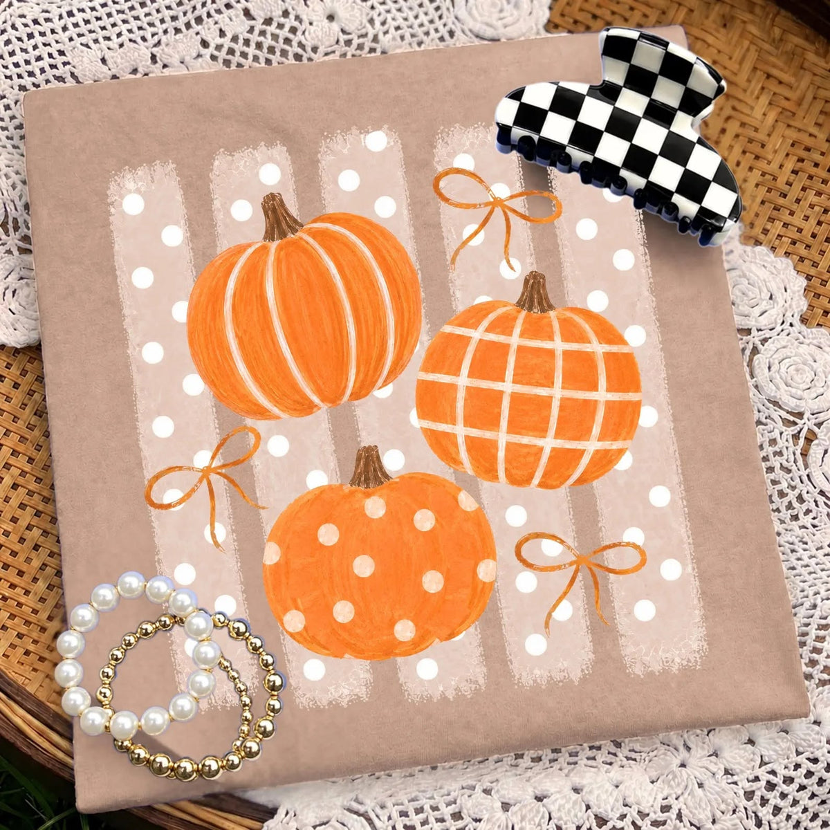 Patterned Pumpkin Trio Tee