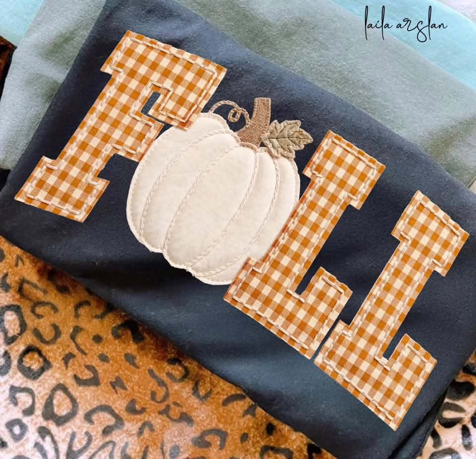 Orange Gingham Fall Tee
