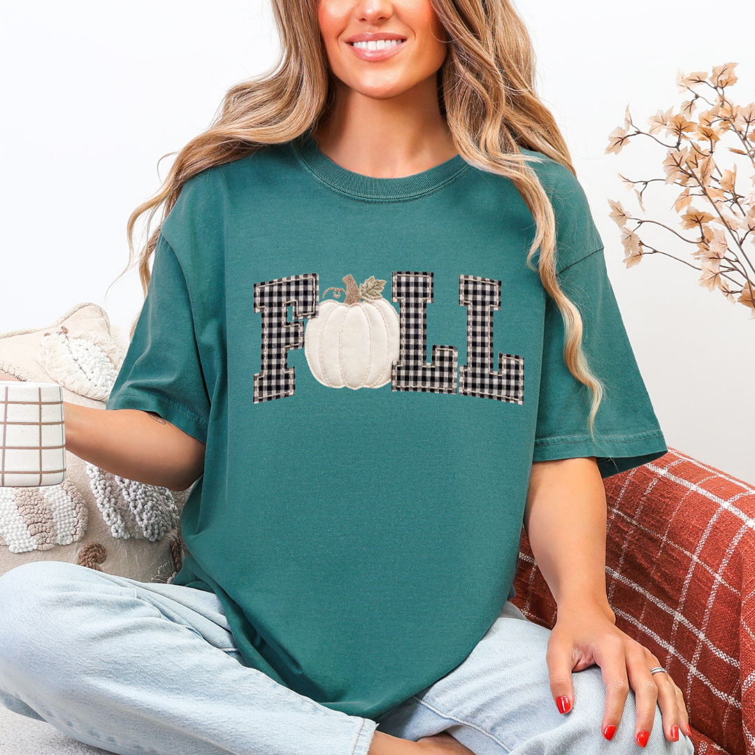 Black Gingham Fall Tee