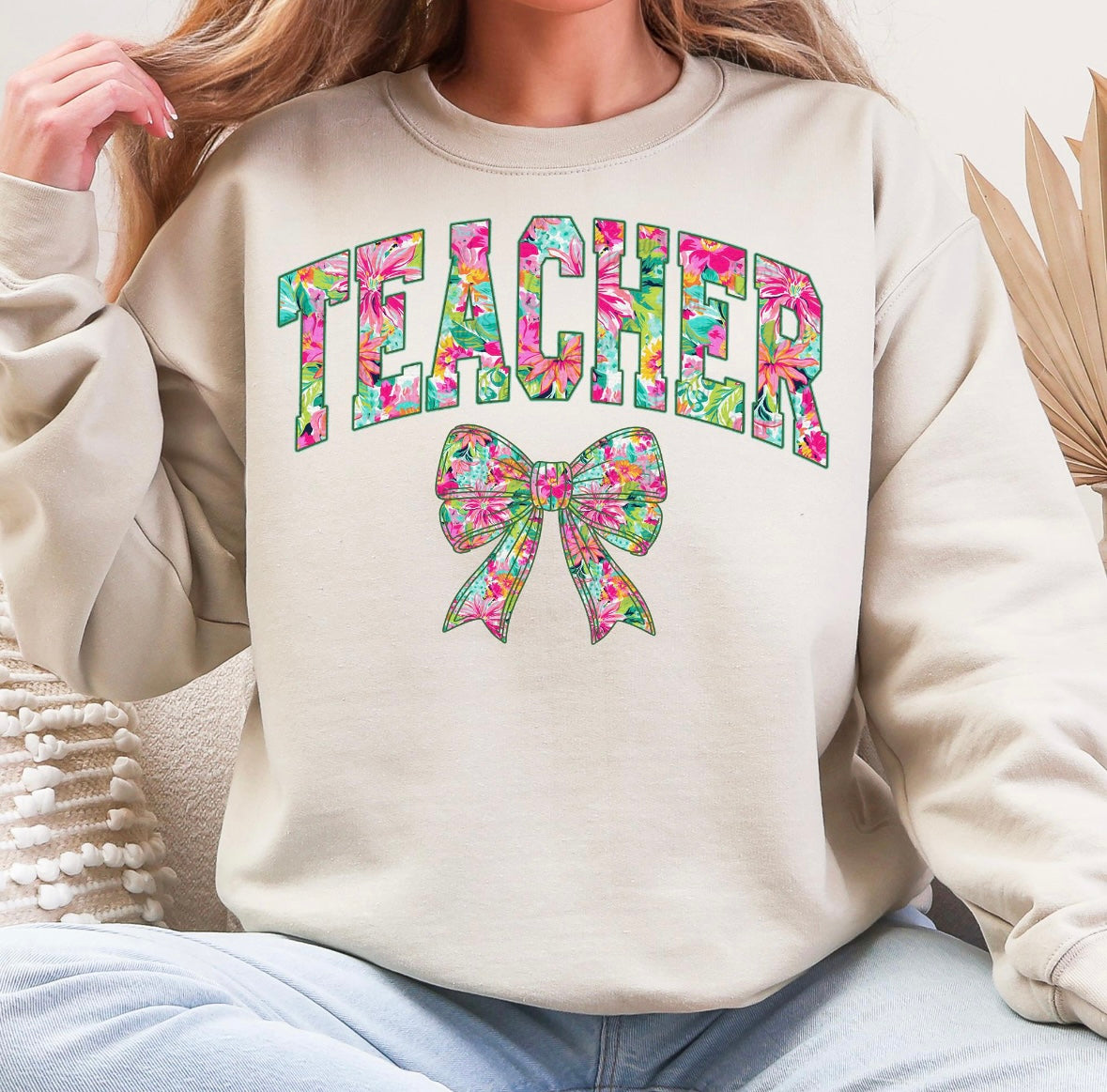Tropical Teacher bow tee