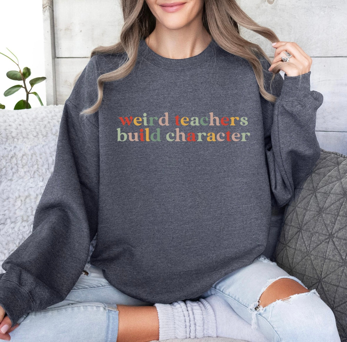 Weird teacher build character tee
