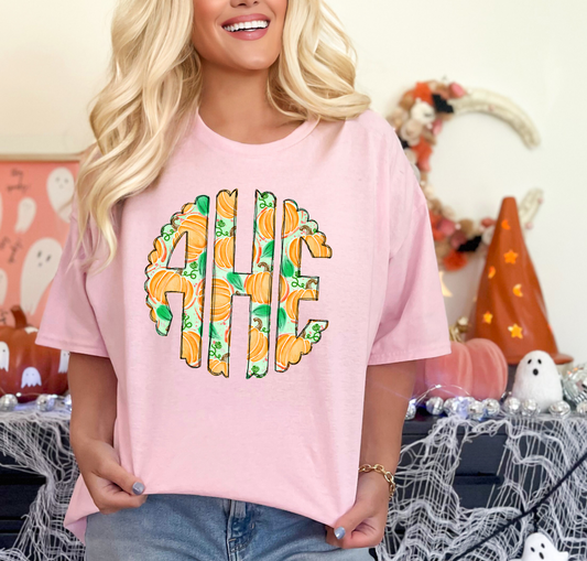 Monogram Mint Pumpkin Tee