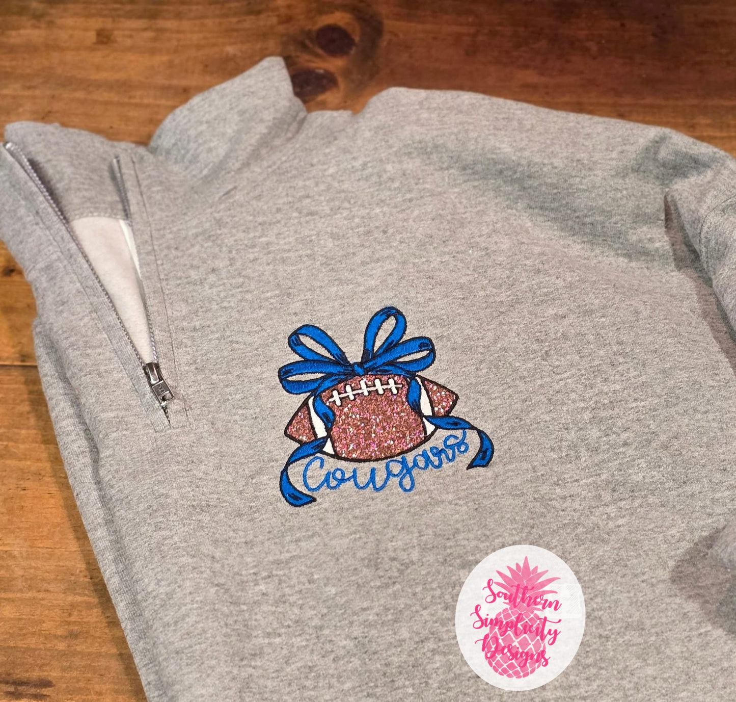 Football with Bow Quarter Zip