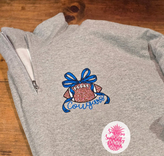 Football with Bow Quarter Zip