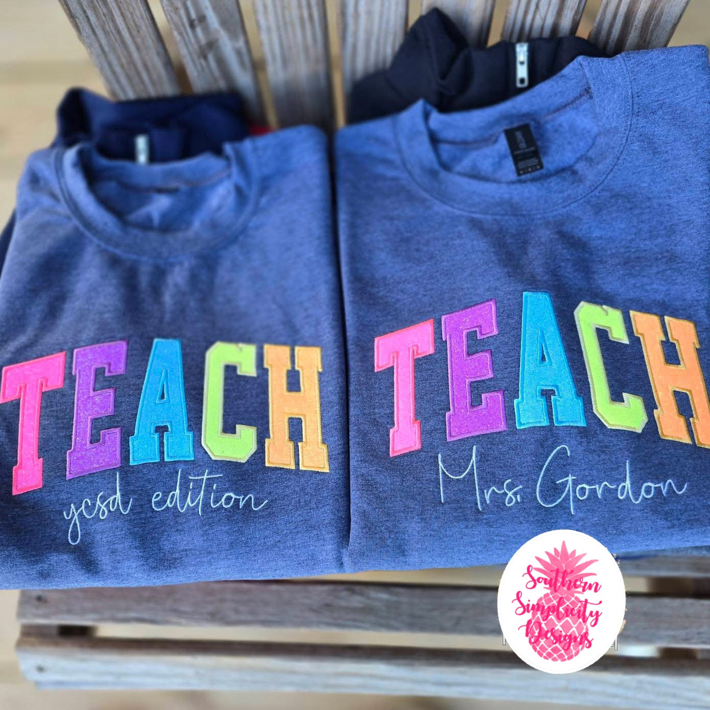 Rainbow TEACH embroidered Crewneck