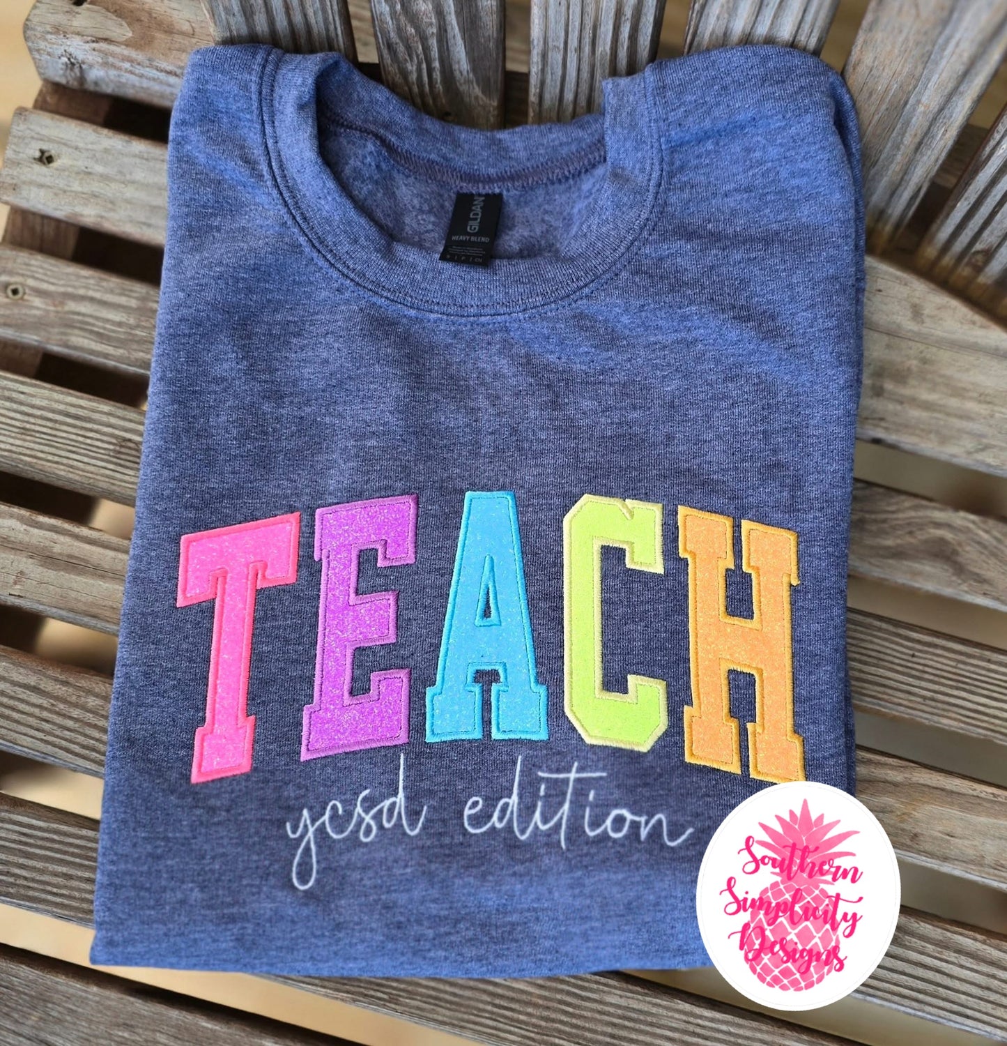 Rainbow TEACH embroidered Crewneck