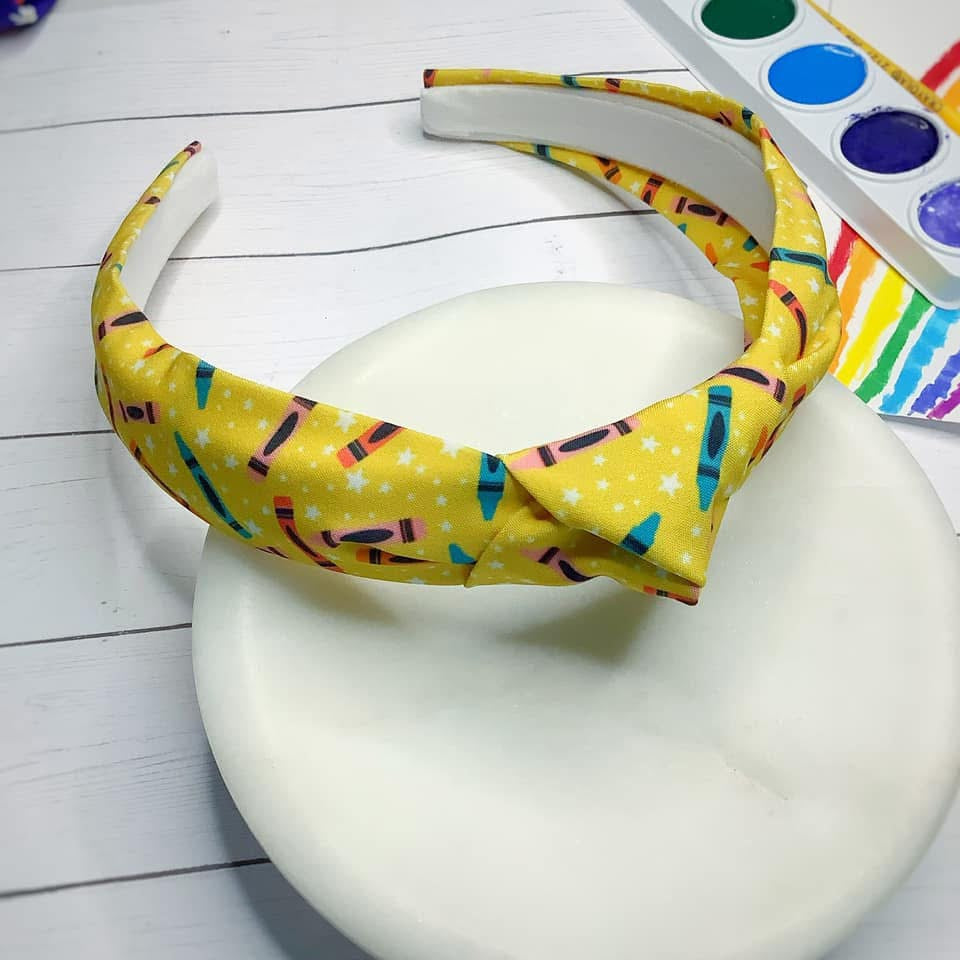 Yellow Crayon Top Knot Headband
