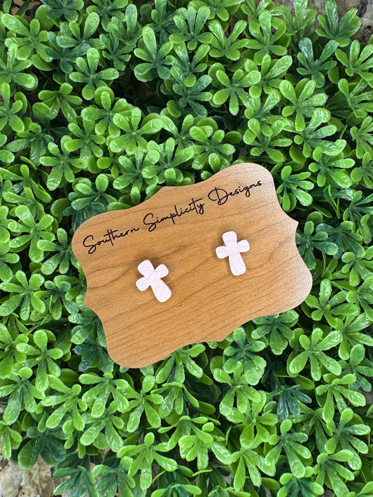 Pink Cross Studs