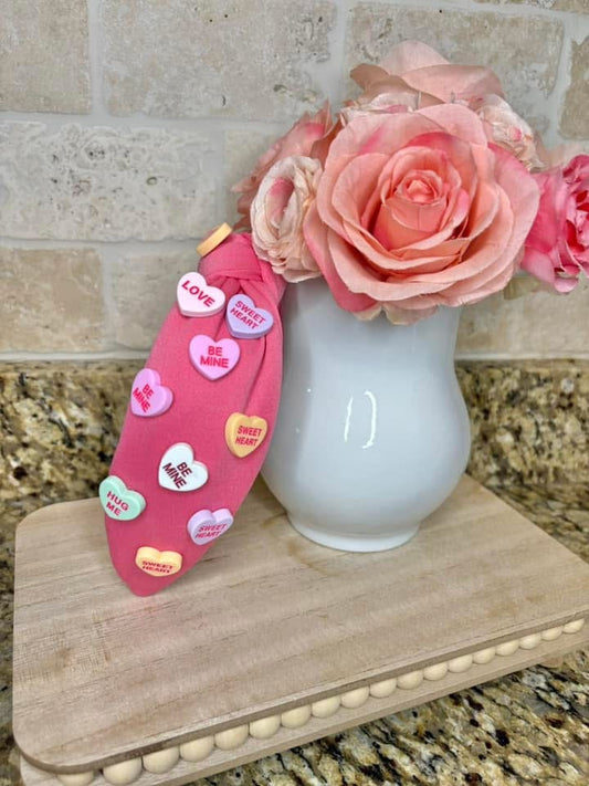 Pink Candy Hearts Headband