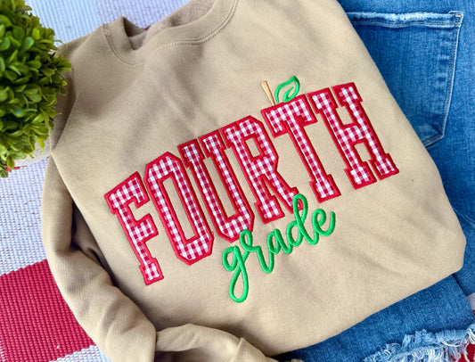 Red Gingham Grade Level Crewneck