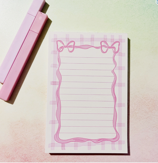 Pink Bow Gingham Notepad