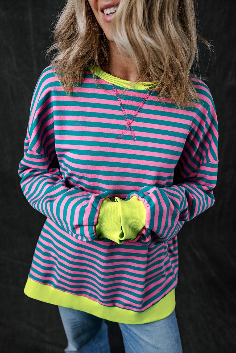 Bright Striped Oversized Pullover