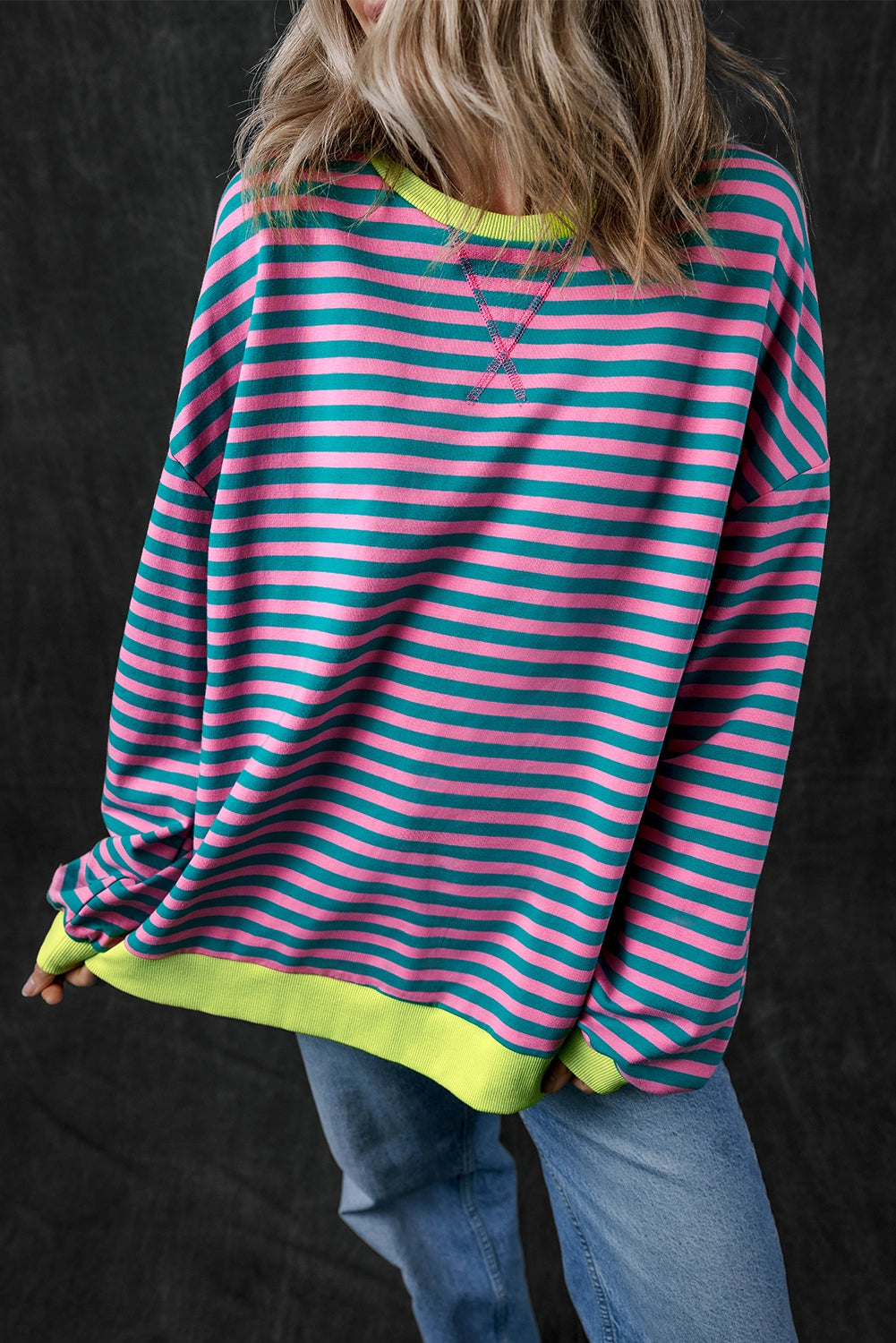 Bright Striped Oversized Pullover