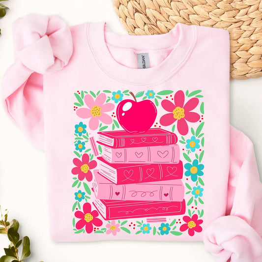 Pink Apple and Books Tee