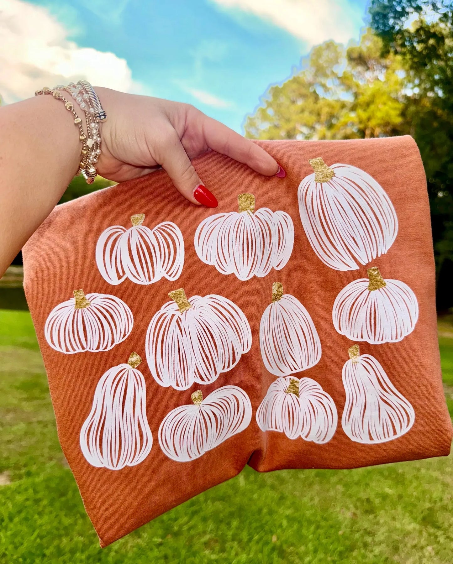 White Scribble Pumpkins Tee