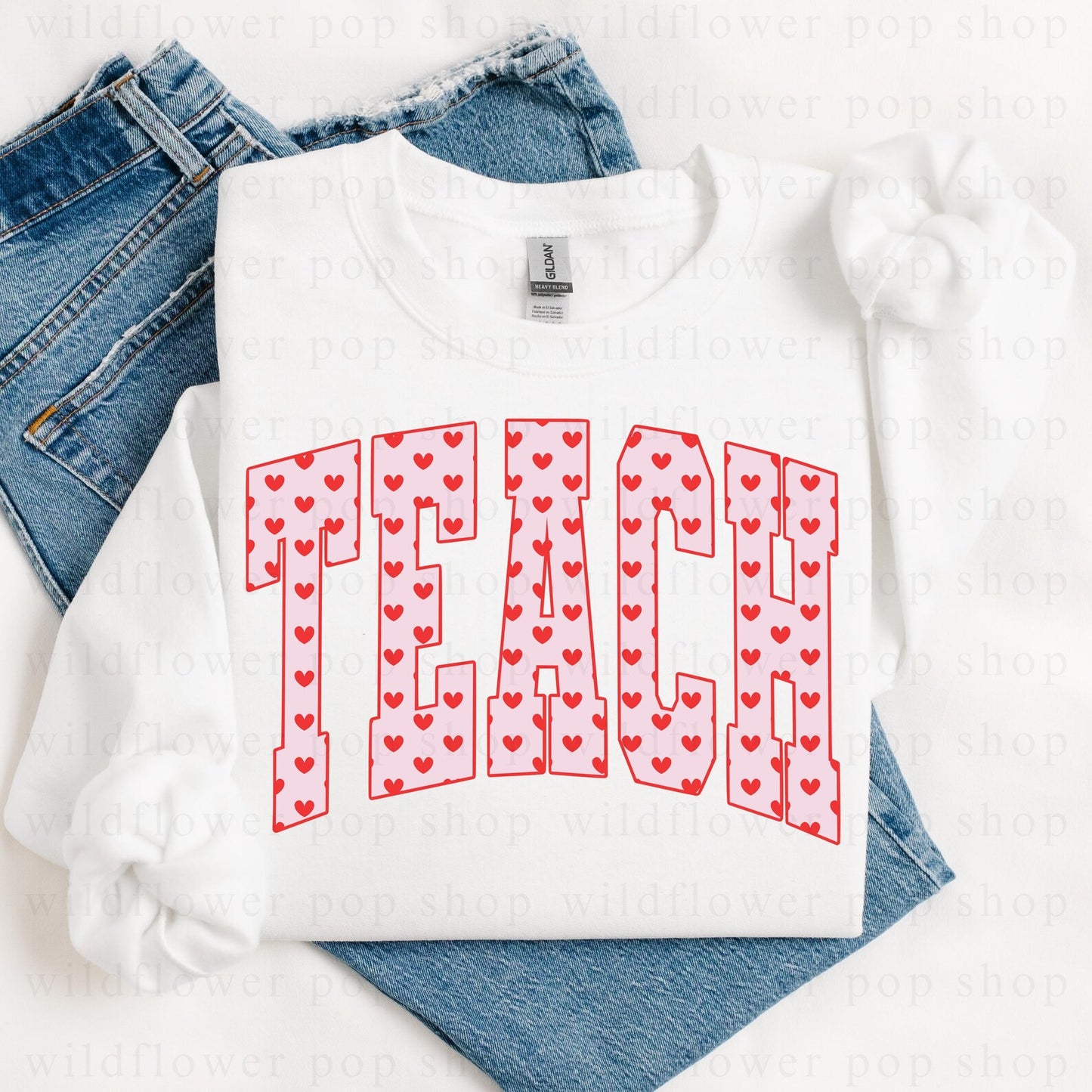 Large Arched Hearts TEACH Tee